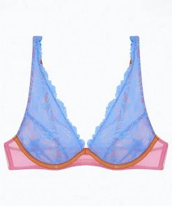 Wholesale 🎁 Dora Larsen 👩 women Penelope Lace High Apex Underwire Bra In Medium Blue 🧨