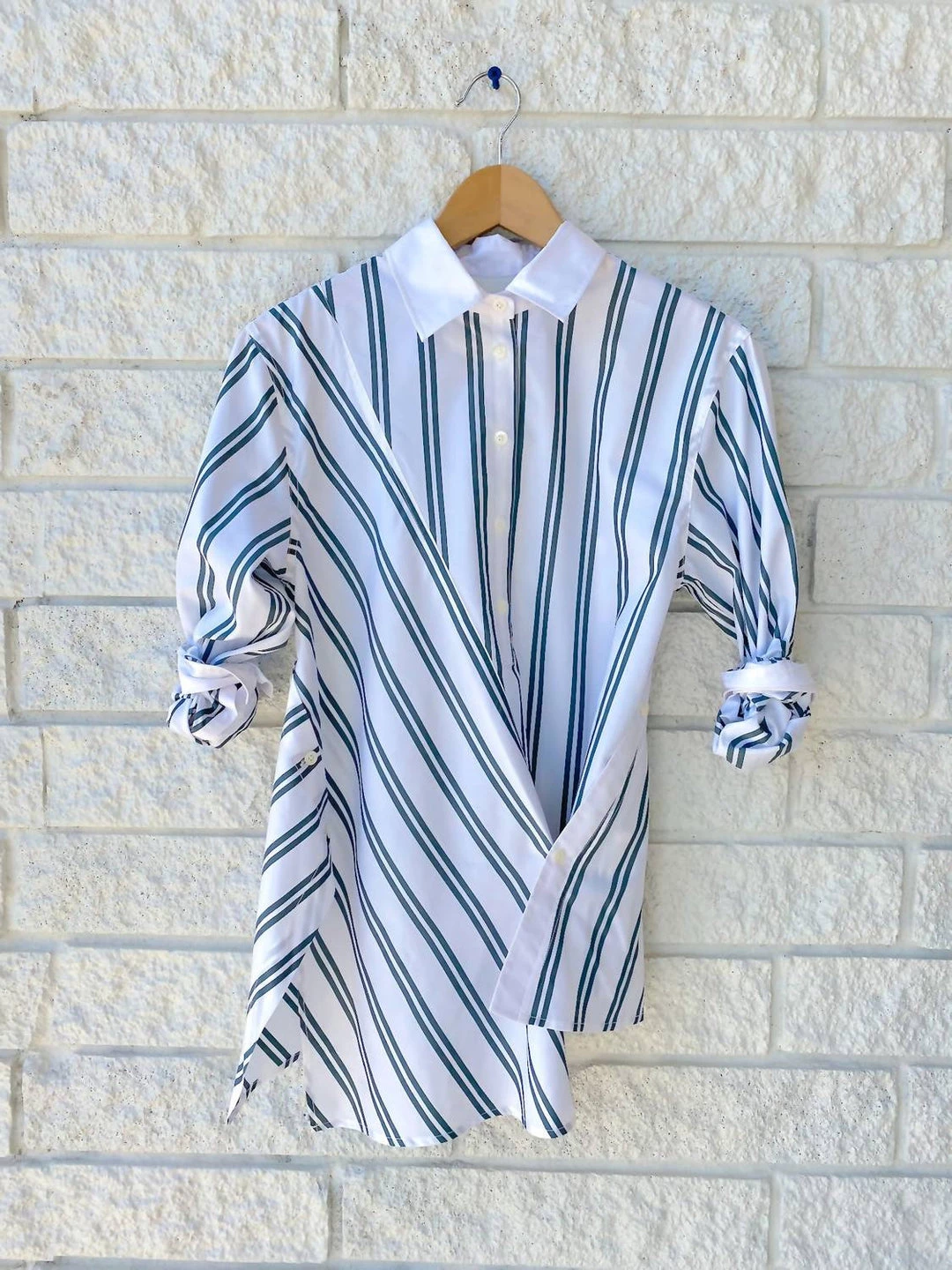 Coupon β¨ 3.1 Phillip Lim π© women Long Sleeve Front Draped Striped π Shirt in White-Fern β 3 Coupon β¨ 3.1 Phillip Lim π© women Long Sleeve Front Draped Striped π Shirt in White-Fern β