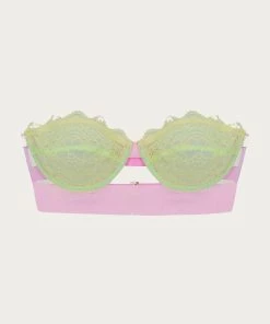 New ⌛ Dora Larsen 👩 women Emelie Lace Strapless Bra In Lime/Sky Blue/Baby Pink 🧨