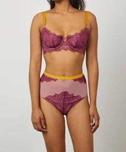 Flash Sale 🧨 Dora Larsen 👩 women Megan Half-Pad Balconette Bra In Oxblood/Mustard/Dusty Rose ✔️