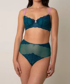 Buy 😍 Dora Larsen 👩 women Lila Lace Balconette Bra In Peacock/Jade/Lavender 💯