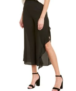 Discount 😍 women Krisa Asymmetrical Crop Ruffle Pant ⌛