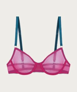 Melissa Odabash Sales Store 8 Cheap ✔️ Dora Larsen 👩 women Eilish Clean Tulle Underwire Bra In Cranberry/Teal/Dusky Green 🤩