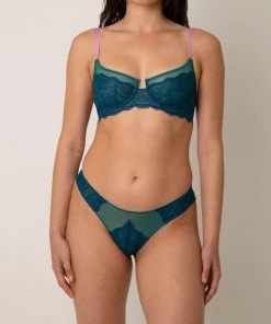 Cheap 🤩 Dora Larsen 👩 women Lila Lace Underwire Bra In Peacock/Jade/Lavender 🥰
