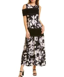 Hot Sale 🌟 women 3.1 Phillip Lim Abstract Daisy Asymmetric Wrap Maxi 👗 Dress 💯