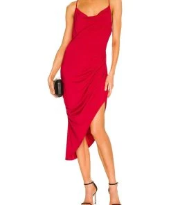 Budget 😀 Krisa 👩 women Draped Midi 👗 Dress in Red 🎉