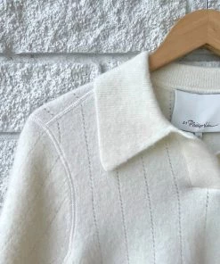 Discount 💯 3.1 Phillip Lim 👩 women Short Sleeve Lofty Knit Polo Top in Ant. White 🎁 -Melissa Odabash Sales Store 7ac06ccccefc4a0686976e66c74e133b 1080x