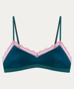 Deals 😉 Dora Larsen 👩 women Ivy Soft Bra In Peacock/Sea Green/Dusty Rose 😀