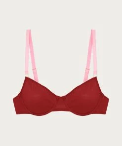 Wholesale 🔥 Dora Larsen 👩 women Rosalie Organic Cotton Underwire Bra In Merlot/Pastel Pink/Sage Green 😍