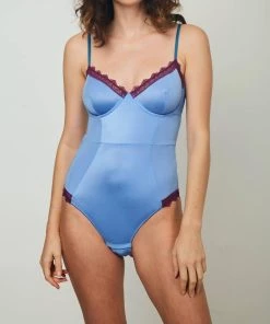 Promo 🤩 Dora Larsen 👩 women Paige Underwired Bodysuit In Cornflower Blue/Violet/Sea Green 👏