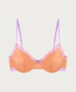 Flash Sale 👍 Dora Larsen 👩 women Cydney Lace Trim Underwire Bra In Apricot/Rose Pink/Lilac 👏