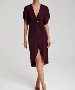 Hot Sale 🎁 Krisa 👩 women Twist Front Cutout 👗 Dress in Baron 🔔