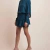 Best Sale 🔔 Krisa 👩 women Draped Long Sleeve 👗 Dress in Peacock 💯