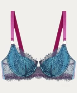 Promo 👍 Dora Larsen 👩 women Maria Half-Pad Balconette Bra In Teal/Pastel Blue/Rose Pink ✨