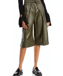Best Sale ⌛ 3.1 Phillip Lim 👩 Womens Vegan Leather Drawstring Culottes ❤️